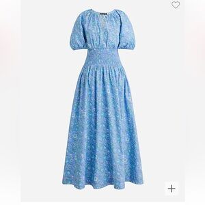 J.Crew Provence smocked-waist midi dress in marigold blooms cotton poplin NWOT